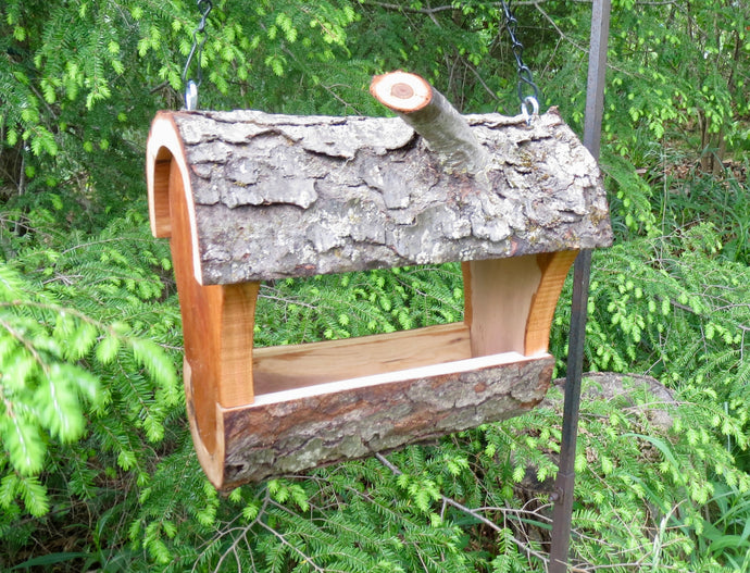 Fly through feeder with perch by Schoolhouse Woodcrafts