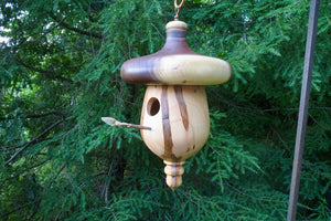 Birdhouse, Black Walnut and Ambrosia Maple Acorn-Shaped Birdhouse