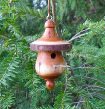 Turned Birdhouse Ornament,  Yew Birdhouse Christmas or Easter Ornament