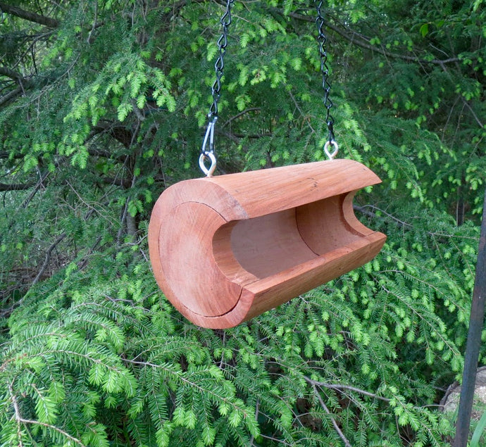 Cherry Log Smooth Hanging Bird Feeder, Medium