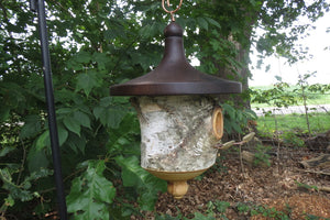 Birdhouse, Large White Birch and Black Walnut Usable Birdhouse