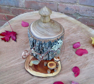 Fairy House Made of Catalpa with Swing and dinette set, Miniatures