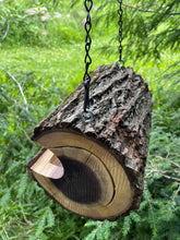 Bird Feeder, Walnut Log Hanging Bird Feeder, large