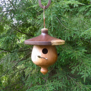 Black Walnut and Cherry Turned birdhouse by Schoolhouse Woodcrafts