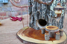 Fairy House Made of Catalpa with Swing and dinette set, Miniatures