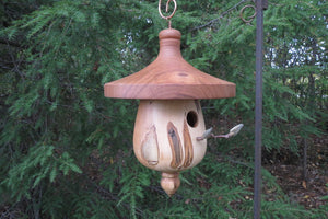 Birdhouse, Black Cherry and Ambrosia Maple Functional Birdhouse