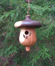 Birdhouse, Acorn Shaped Usable Black Cherry and Walnut Birdhouse