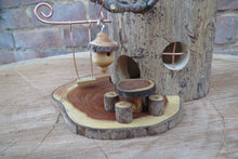 Fairy House, Barkless Elm Fairy House With Kinetic Swing and Dinette