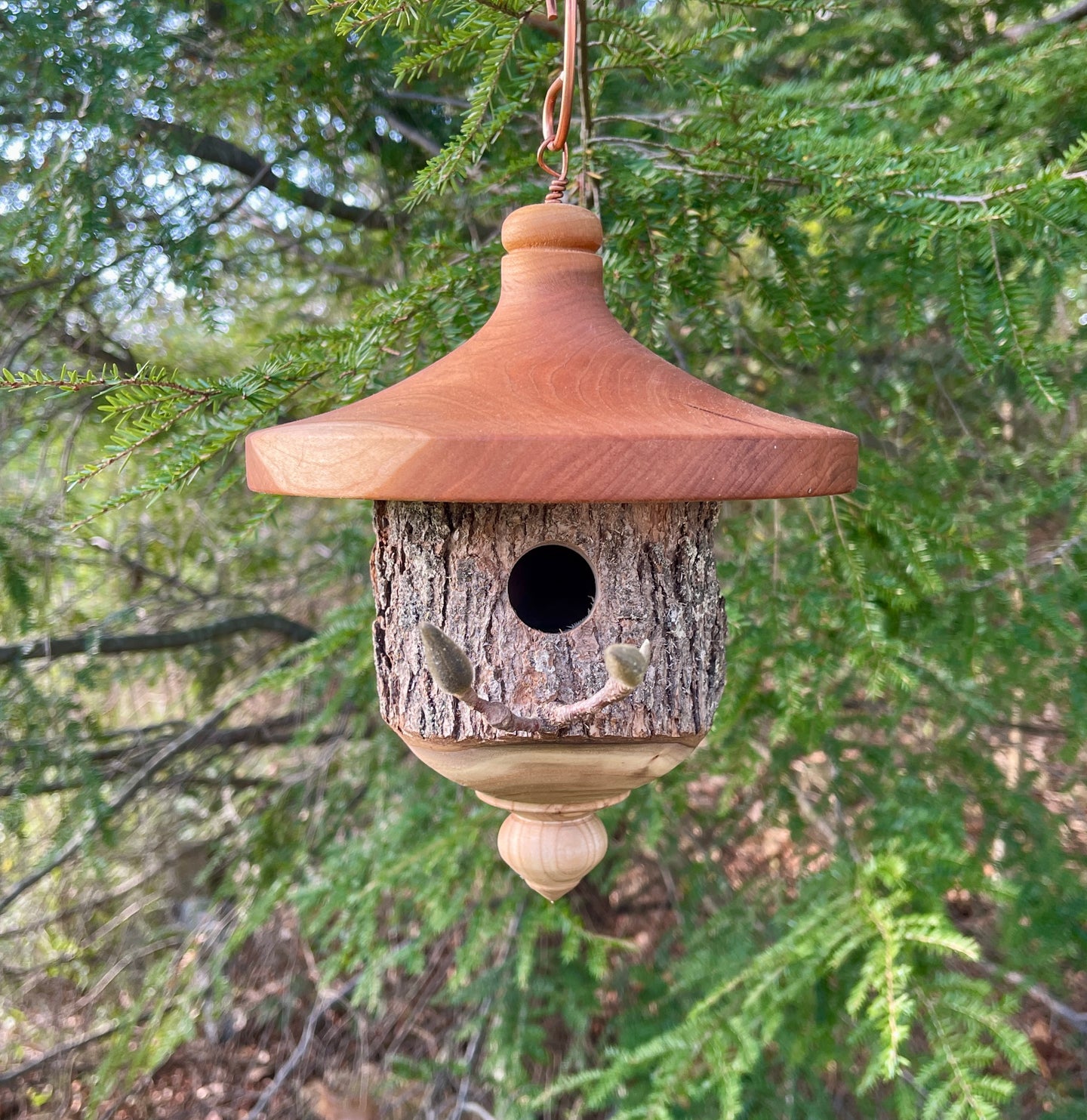 Birdhouse, Cherry and Catalpa Bark usable Birdhouse