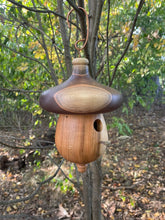 Birdhouse, Acorn Shaped Usable Black Cherry and Walnut Birdhouse