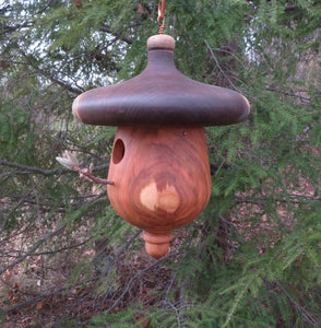 Outdoor Birdhouse, Black Walnut and Cherry Acorn-Shaped Birdhouse