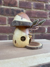 Fairy House, Hand-Turned Mushroom-Shaped Fairy House with Swing