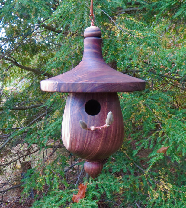 Birdhouse, Striking Black Walnut Usable Birdhouse