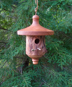 Turned usable rustic Elm birdhouse by Schoolhouse Woodcrafts