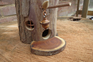 Unique Turned Wood Fairy House, Waldorf Style Fairy House