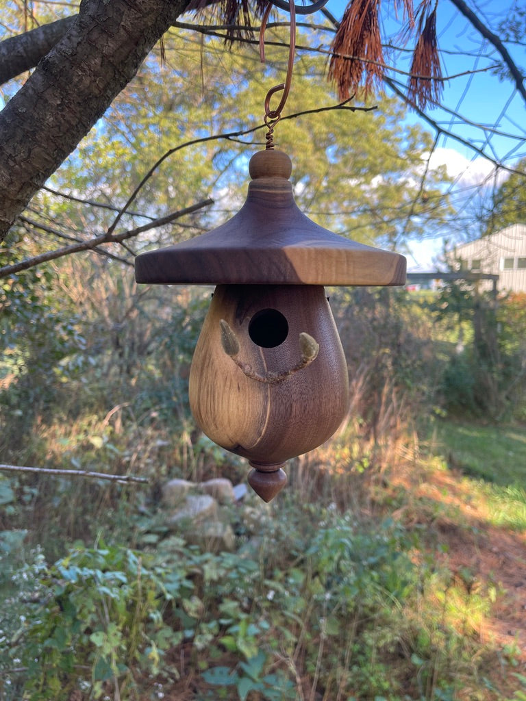 Walnut  Birdhouse, Turned Elegant Birdhouse