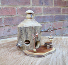 Fairy House, Barkless Elm Fairy House With Kinetic Swing and Dinette