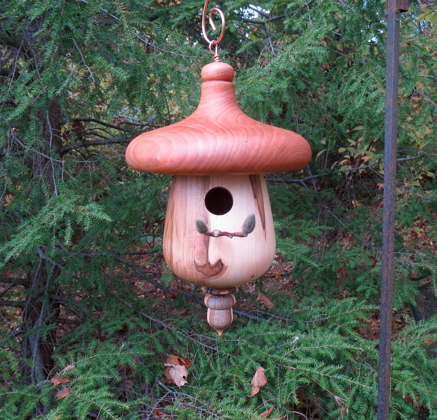 Lovely Cherry and Ambrosia Maple Birdhouse Created by Schoolhouse Woodcrafts