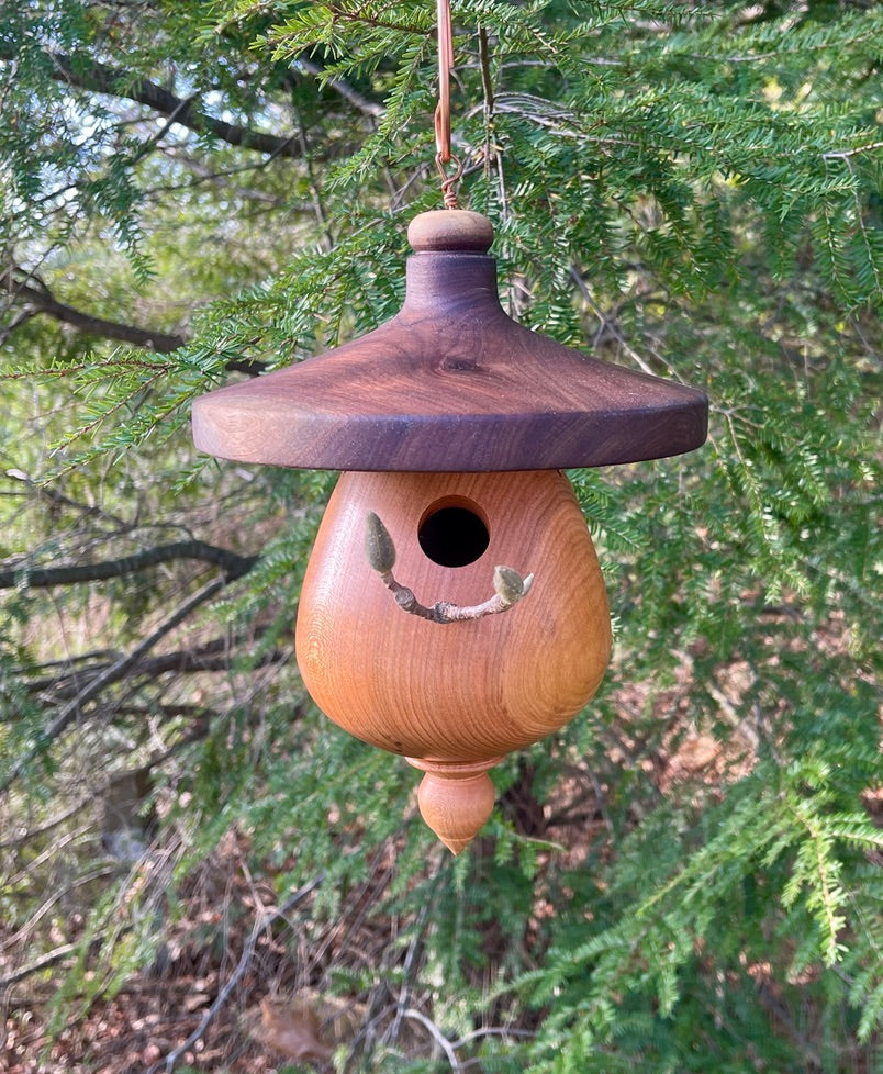 Zen Birdhouse Made From Black Cherry and Black Walnut