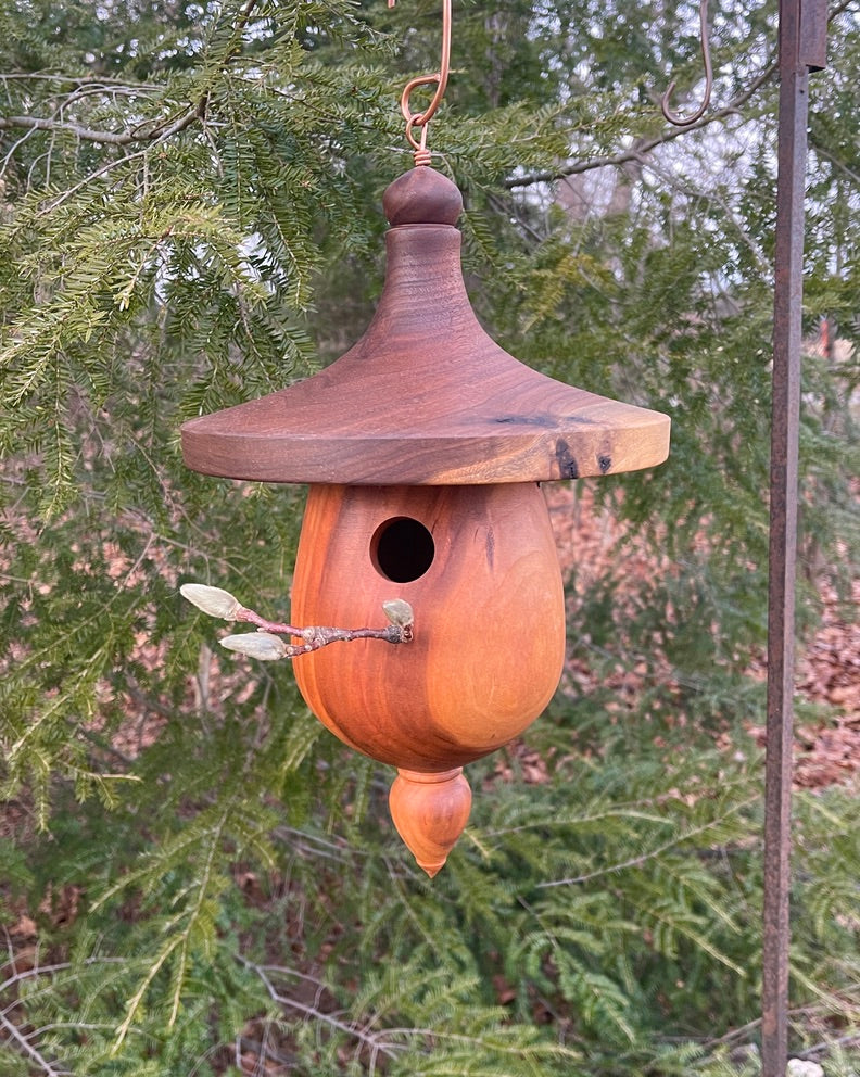 Birdhouse, Black Walnut and Black Cherry Hardwood Outdoor Birdhouse