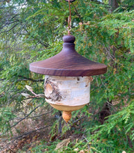 Large White Birch and Black Walnut Usable Birdhouse