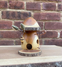 Fairy House, Hand-Turned Mushroom-Shaped Fairy House with Swing