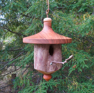 Yew bark natural opening birdhouse by Schoolhouse Woodcrafts