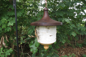 Birdhouse, Large White Birch and Black Walnut Usable Birdhouse