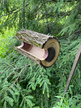 Bird Feeder, Walnut Log Hanging Bird Feeder, large
