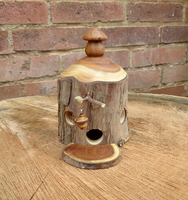 Unique Turned Wood Fairy House, Waldorf Style Fairy House