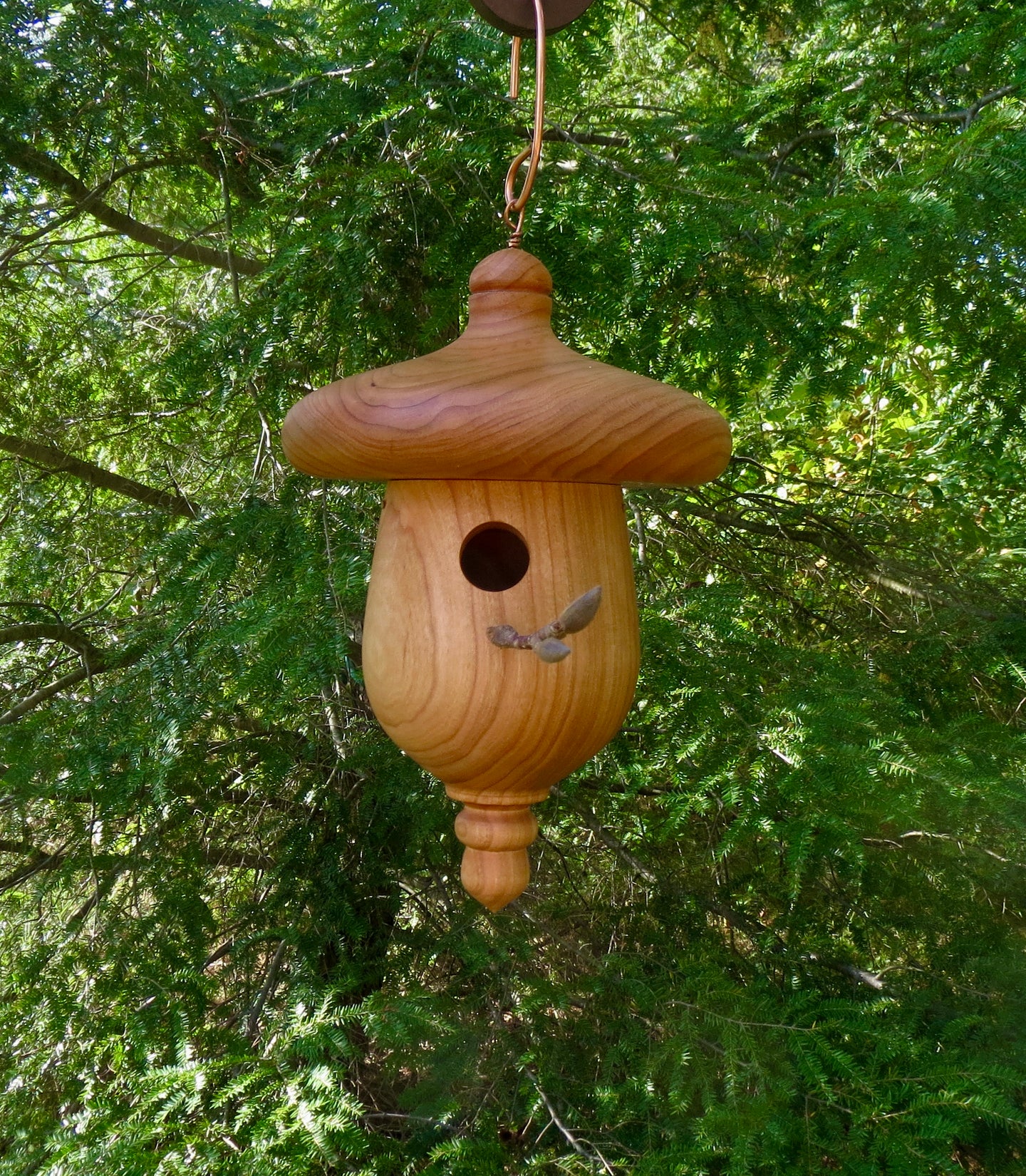 Black Cherry usable acorn shaped birdhouse by Schoolhouse Woodcrafts 