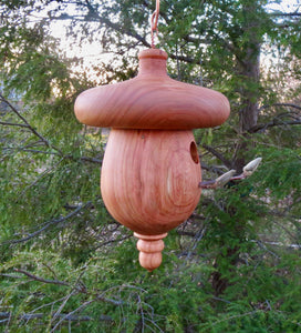 Turned Black Cherry Acorn Birdhouse