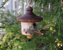 White Birch and Black Walnut birdhouse ornament