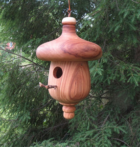 Birdhouse, Acorn Shaped Usable Red Elm Birdhouse