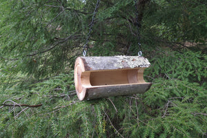 Bird Feeder, Hanging Bird Feeder, Maple Log Bird Feeder, The Original Natural Log Seed Feeder, Medium Small