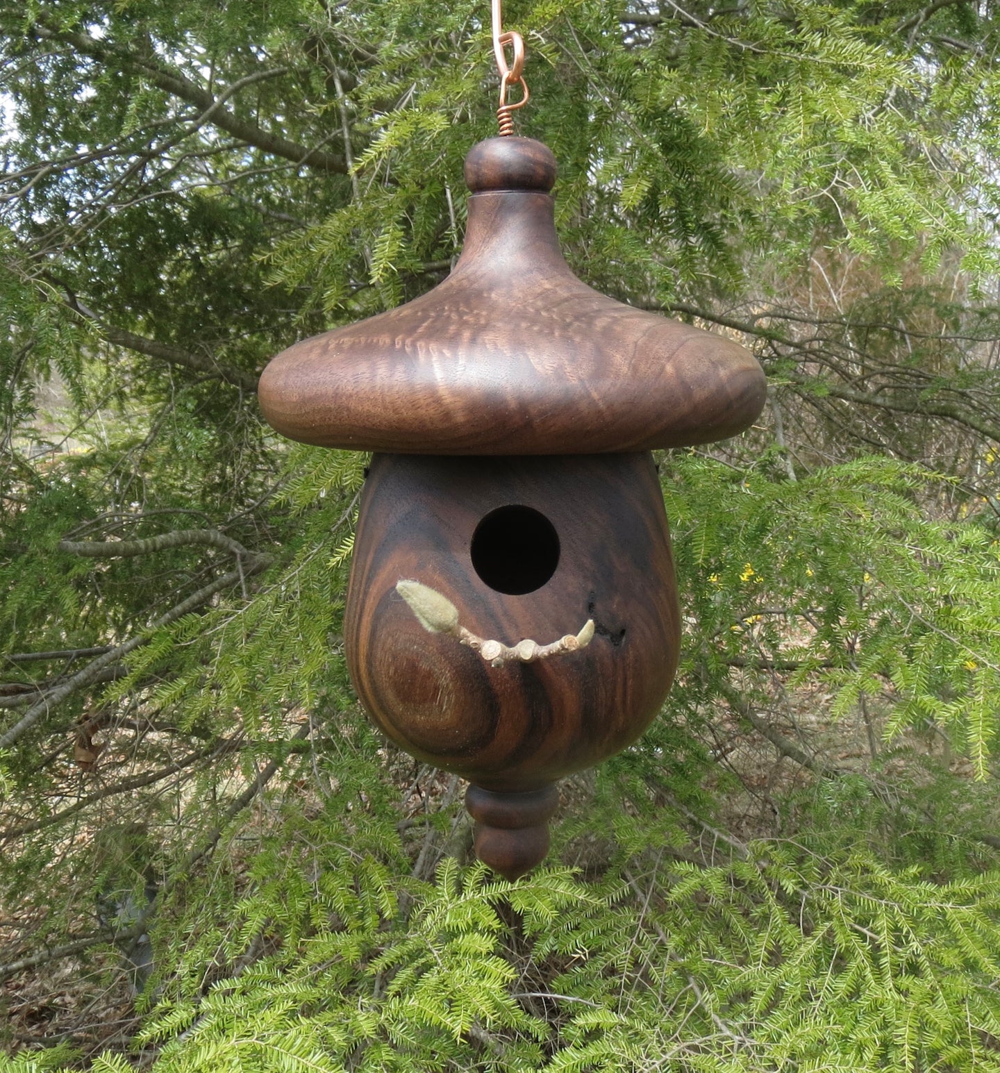 Gorgeous handmade Black Walnut usable birdhouse created by Schoolhhouse Woodcrafts
