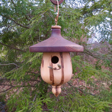 Turned Usable Black Walnut  and Ambrosia Maple Birdhouse, designed and created by Schoolhouse Woodcrafts