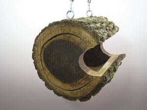 Bird feeder, birdfeeder, Walnut log bird feeder, Schoolhouse Woodcrafts