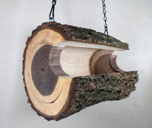 walnut log bird feeder
