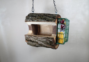 Bird Feeder, Combo Seed & Suet Walnut Bird Feeder