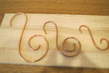 Set of three solid copper hooks