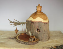 fairy house with swing and dinette, hand turned fairy house
