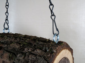 chain detail, log bird feeder, Schoolhouse Woodcrafts